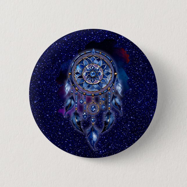 Badge Rond 5 Cm Atrapasueños en noche estrellada (Devant)