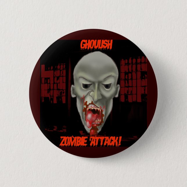 Badge Rond 5 Cm Attaque de Ghoulish Zombie (Devant)