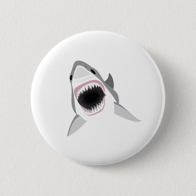 Badge Rond 5 Cm Attaque de requin - morsure du grand requin blanc (Devant)