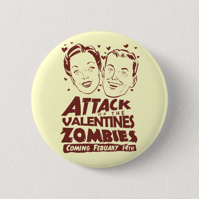 Badge Rond 5 Cm Attaque des zombis de Valentines (Devant)