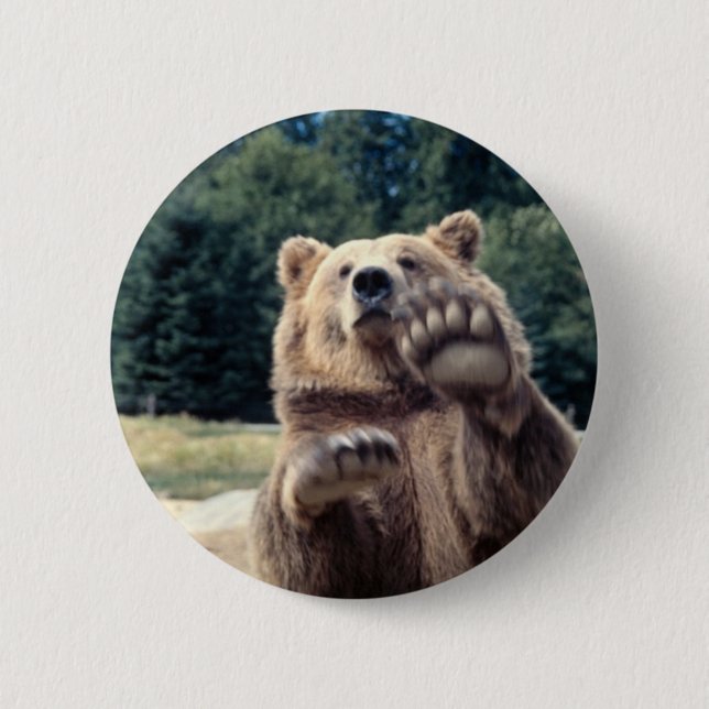 Badge Rond 5 Cm Attaque d'ours ! (Devant)