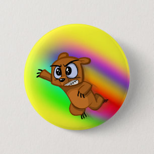 Badge Rond 5 Cm Attaque Ninja grisâtre - tache floue d'arc-en-cie