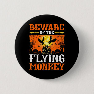 Badge Rond 5 Cm Attention Au Singe Volant 
