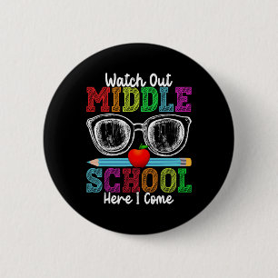 Badge Rond 5 Cm Attention Collège, Me Voici Drôle Retour À