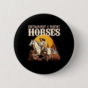 Badge Rond 5 Cm Attention Je Ride Chevaux I Équestre Pony Horse Ve