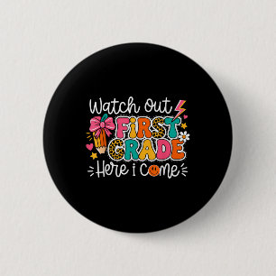 Badge Rond 5 Cm Attention maternelle me voici Retour à l'école