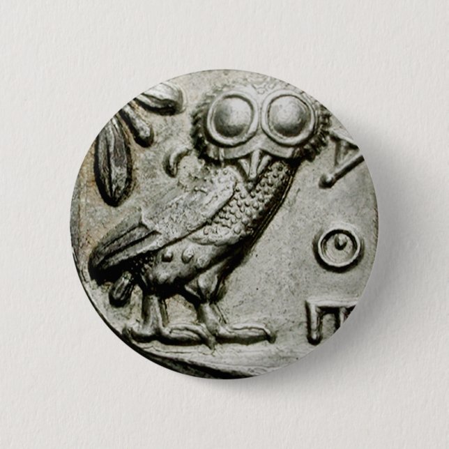 Badge Rond 5 Cm Attica Tetradrachm Owlthena (Devant)