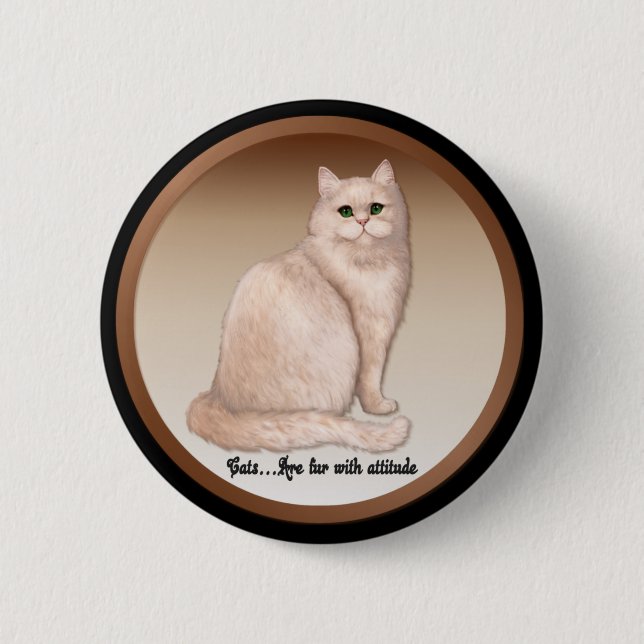 Badge Rond 5 Cm Attitude du chat (Devant)