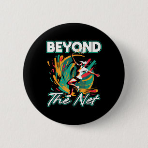 Badge Rond 5 Cm Au-delà du joueur de badminton en filet Athlétique