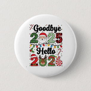 Badge Rond 5 Cm Au revoir 2025 Bonjour 2026 Résolution de Nouvel A