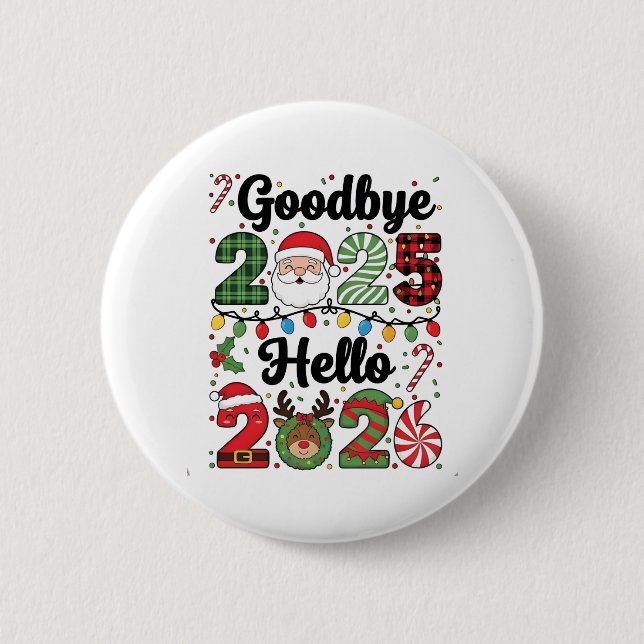 Badge Rond 5 Cm Au revoir 2025 Bonjour 2026 Résolution de Nouvel A (Devant)