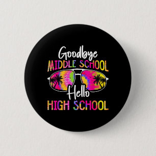 Badge Rond 5 Cm Au revoir collège Bonjour lycée Été