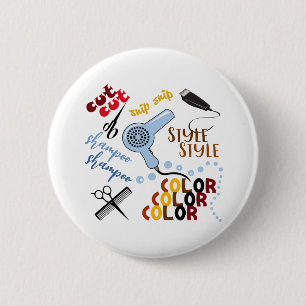 Badge Rond 5 Cm Au Salon De Coiffure