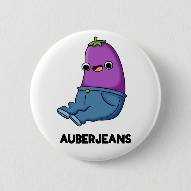 Badge Rond 5 Cm Auberjeans Funny Eggplant Pun (Devant)