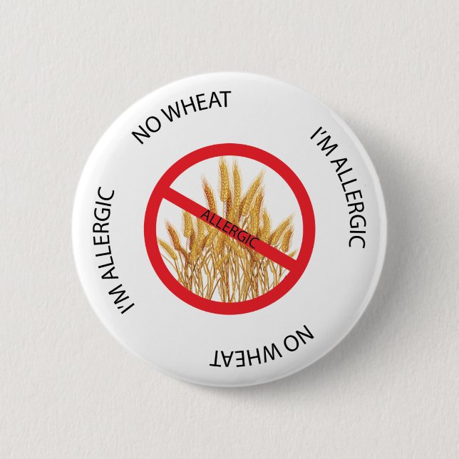 Badge Rond 5 Cm Aucun bouton d'alerte d'allergie de blé (Devant)