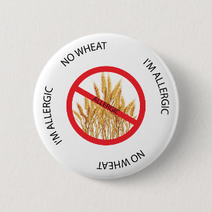 Badge Rond 5 Cm Aucun bouton d'alerte d'allergie de blé