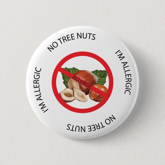 Badge Rond 5 Cm Aucun bouton Nuts d'alerte d'allergie d'arbre (Devant)