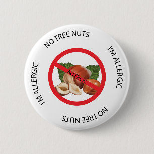 Badge Rond 5 Cm Aucun bouton Nuts d'alerte d'allergie d'arbre