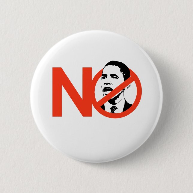 BADGE ROND 5 CM AUCUN OBAMA / ANTI-OBAMA (Devant)