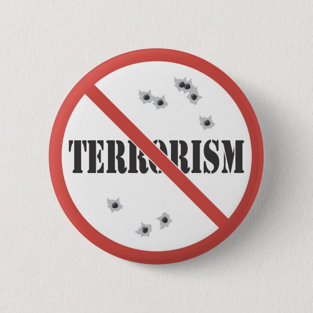 Badge Rond 5 Cm aucun terrorisme (Devant)
