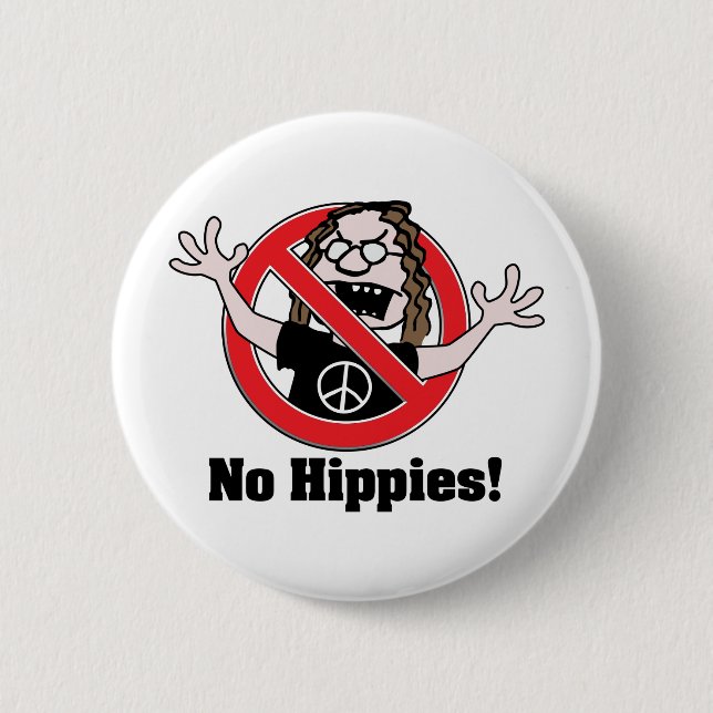 Badge Rond 5 Cm Aucunes hippies ! (Devant)