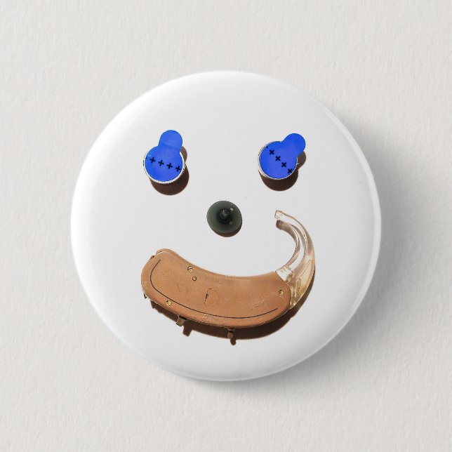 Badge Rond 5 Cm Audition = plus heureux + Plus sain (Devant)