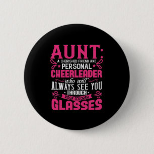 Badge Rond 5 Cm Aunt A Cherished Friend and Personnel Cheerleader-