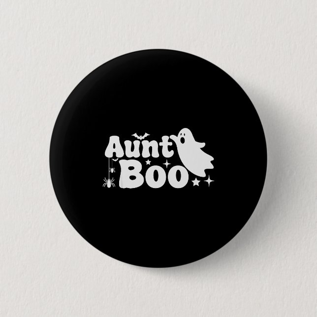 Badge Rond 5 Cm Aunt Boo Funny Ghost Halloween Family Matching  (Devant)