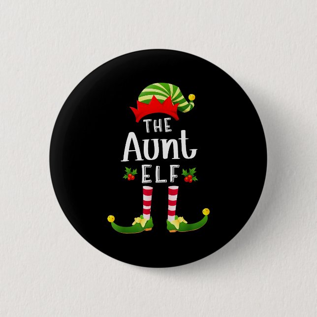 Badge Rond 5 Cm Aunt Christmas Elf Matching Pajama X-mas Party  (Devant)