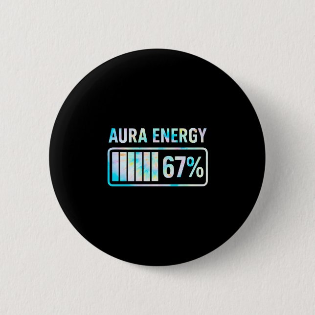 Badge Rond 5 Cm Aura Énergie 67 67 Six Sept Mème  (Devant)
