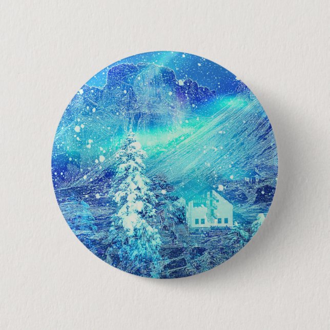 Badge Rond 5 Cm Aurora Dans Les Vallées (Devant)