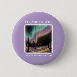 Badge Rond 5 Cm Aurore du désert cosmique • Ciel nocturne western