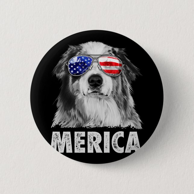 Badge Rond 5 Cm Aussie berger australien 4 juillet merica (Devant)