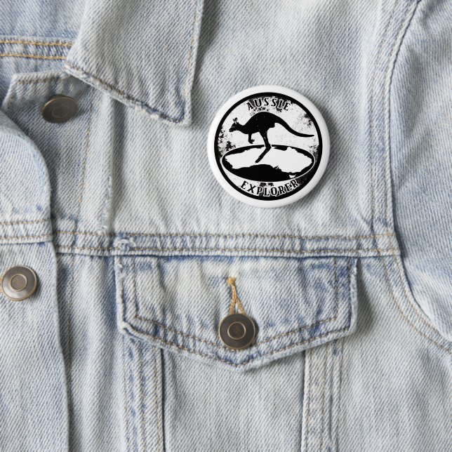 Badge Rond 5 Cm Aussie Explorer en grunge (En situation)