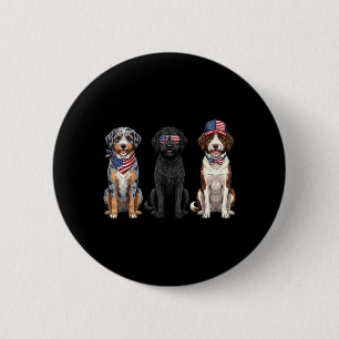 Badge Rond 5 Cm Aussiedoodle 4 juillet drapeau américain Chien