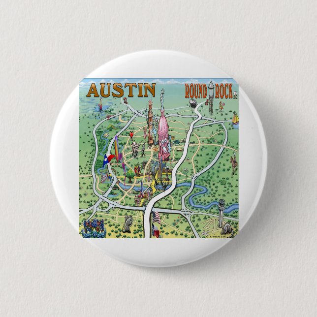 Badge Rond 5 Cm Austin Round Rock Texas Fun Carte (Devant)