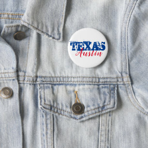 Badge Rond 5 Cm Austin Texas Red Blue Typographie