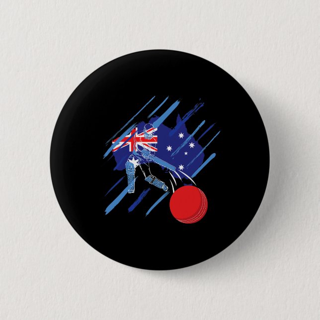 Badge Rond 5 Cm Australia Cricket Fan Or Player  (Devant)
