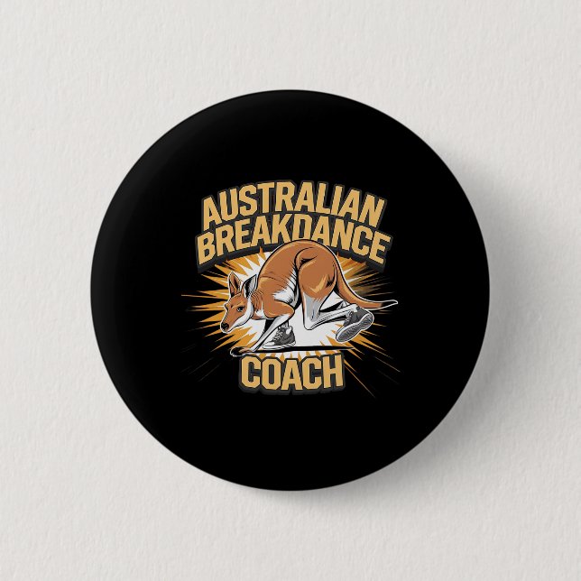 Badge Rond 5 Cm Australian Breakdance Coach 2025 - Funny Kangaroos (Devant)
