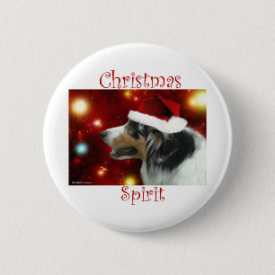 Badge Rond 5 Cm Australian Shepherd Christmas Spirit - Bouton