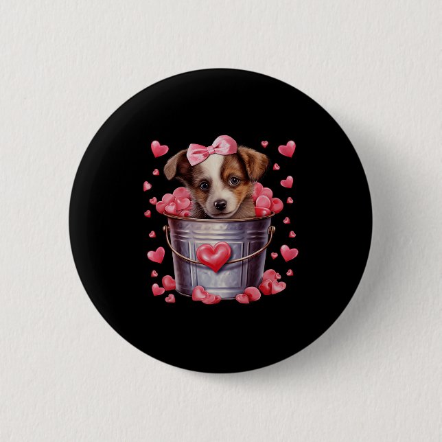 Badge Rond 5 Cm Australian Shepherd Dog Valentines Puppy Love Hear (Devant)