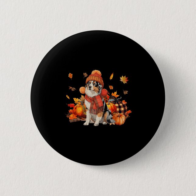 Badge Rond 5 Cm Australie Berger Chien Automne Écharpe Leopard Cit (Devant)