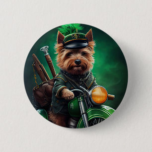 Badge Rond 5 Cm Australien Terrier conduite vélo St. Patrick's Day