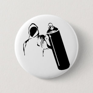 Badge Rond 5 Cm Auteur de graffiti avec le pochoir de boîte de je