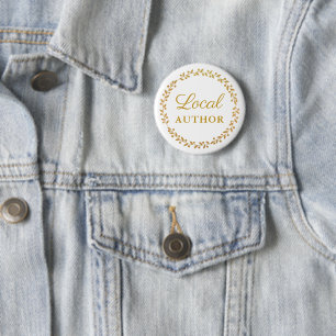 Badge Rond 5 Cm Auteur local - bouton blanc de signature de Pin