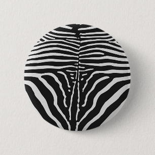 Badge Rond 5 Cm Authentic Zebra Skin Print - noir blanc strié