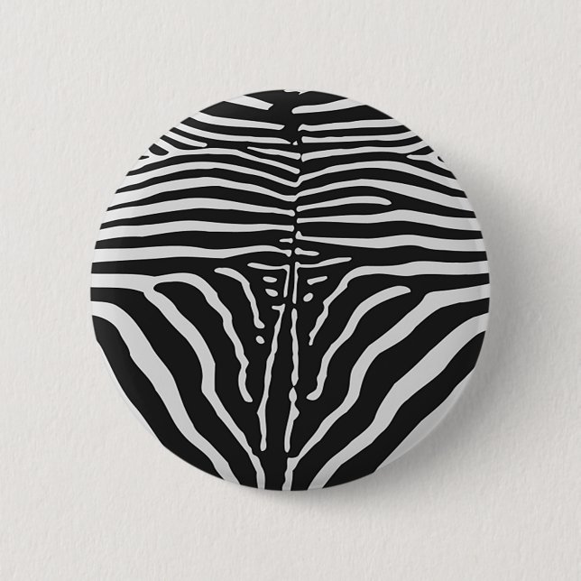 Badge Rond 5 Cm Authentic Zebra Skin Print - noir blanc strié (Devant)