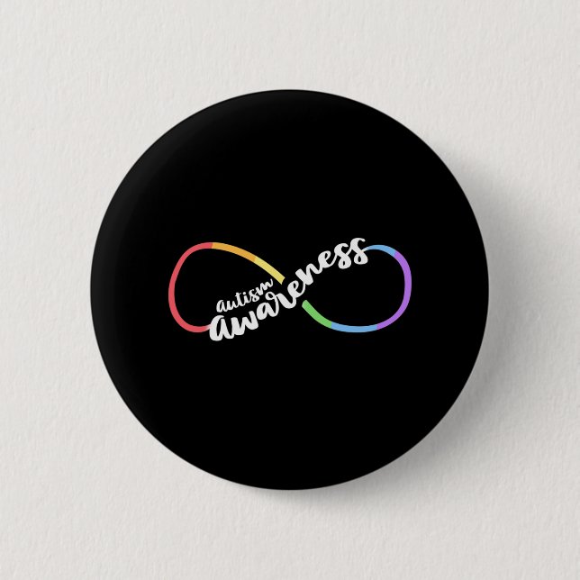 Badge Rond 5 Cm Autism Awareness Autistic Acceptance Rainbow Infin (Devant)