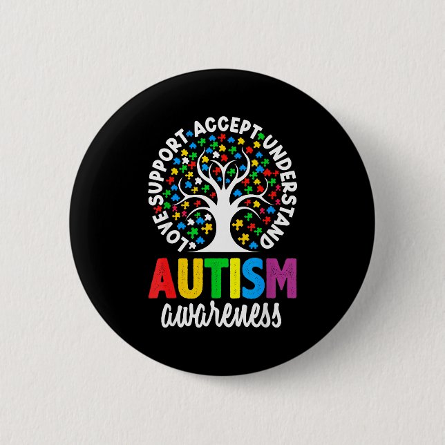 Badge Rond 5 Cm Autism Awareness Puzzle Heart Suprt Men Women  (Devant)