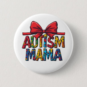 Badge Rond 5 Cm Autism Mama Bow Coquette Maman Sensibilisation sur